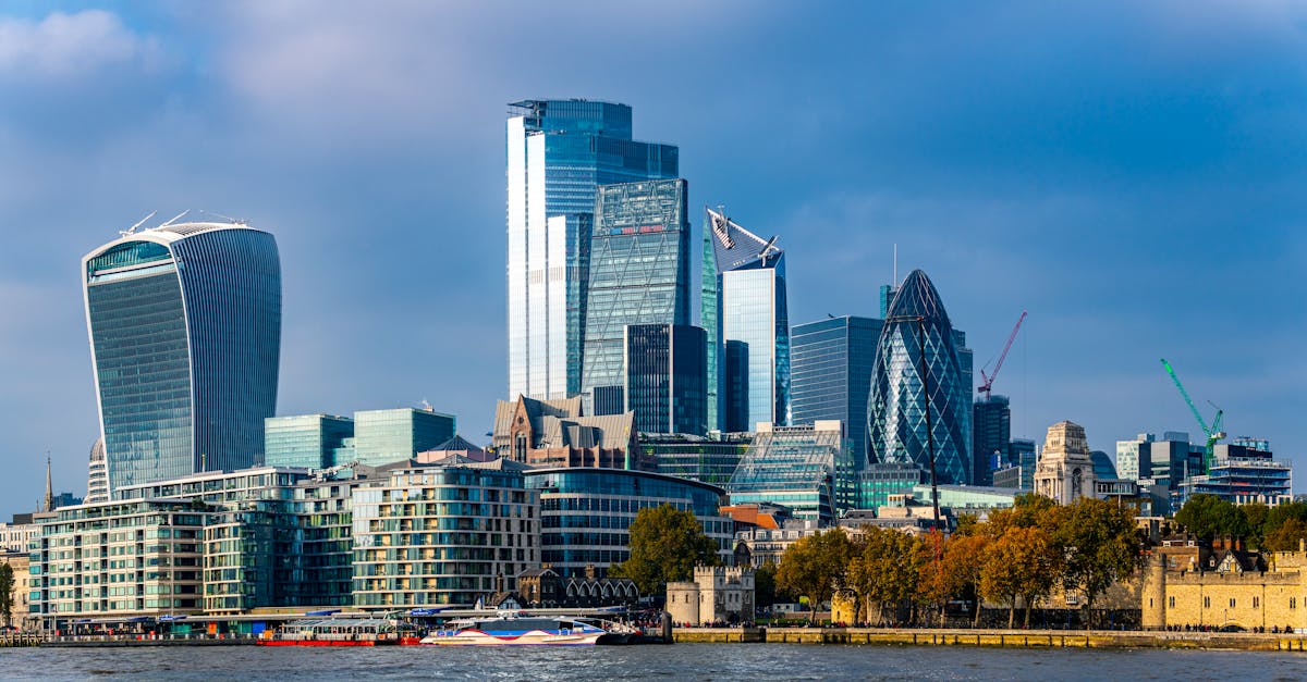 London skyline featuring the City of London financial district along the River Thames