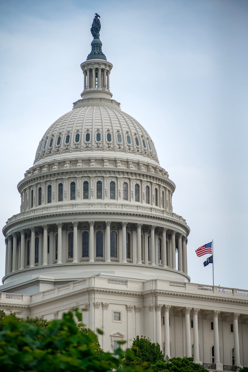 US Capitol Building with American flag in Washington DC