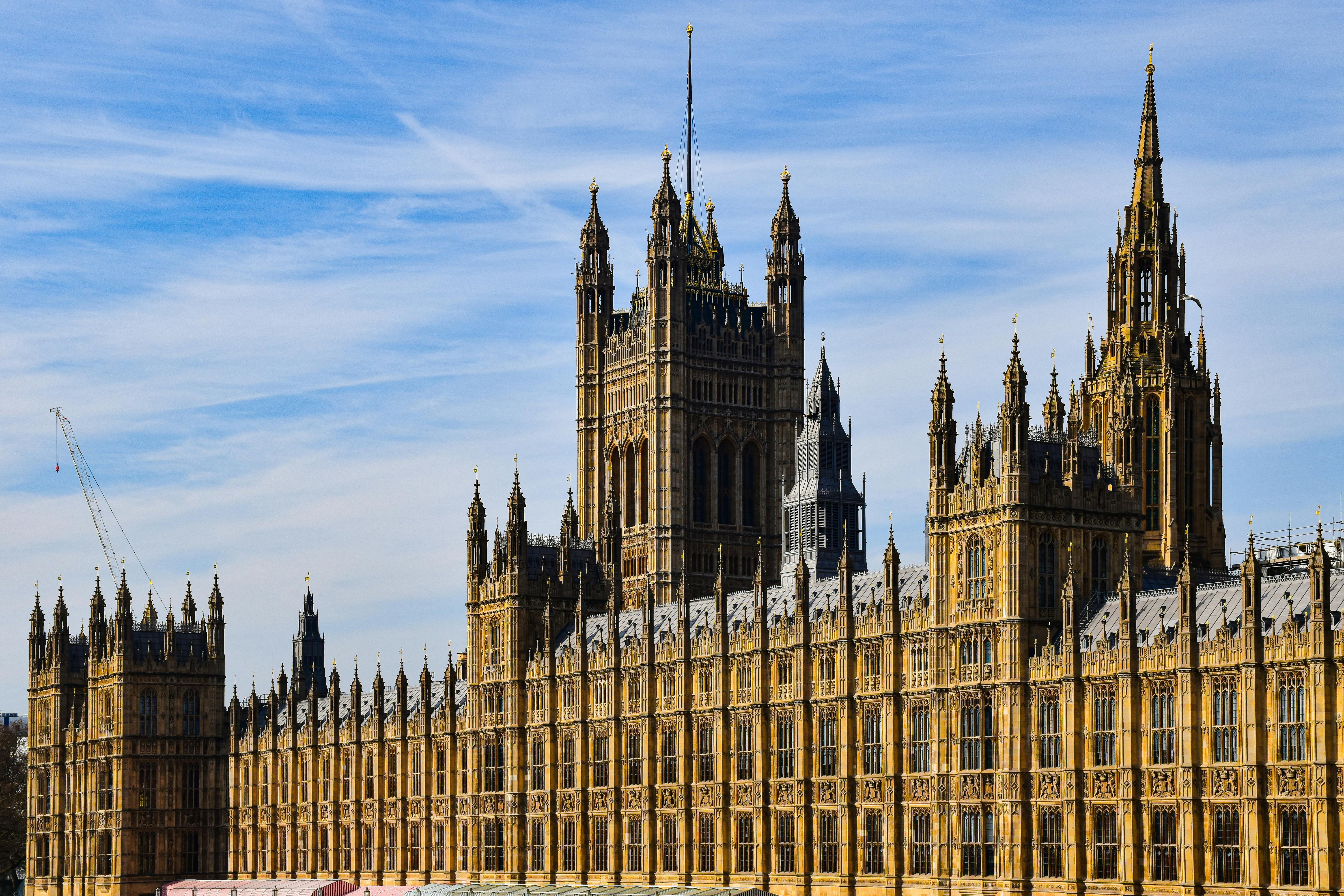 Palace of Westminster in London under a clear sky